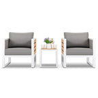 Outdoor Aluminum Sofa Set, Side Table, 2 Armchairs, Cushions