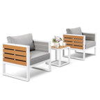 Outdoor Aluminum Sofa Set, Side Table, 2 Armchairs, Cushions