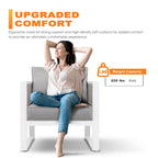 Outdoor Aluminum Sofa Set, Side Table, 2 Armchairs, Cushions