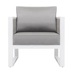 Outdoor Aluminum Sofa Set, Side Table, 2 Armchairs, Cushions