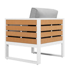 Outdoor Aluminum Sofa Set, Side Table, 2 Armchairs, Cushions