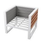 Outdoor Aluminum Sofa Set, Side Table, 2 Armchairs, Cushions