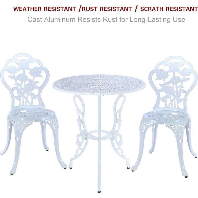 Set,Outdoor Patio Set,Anti-Rust Cast Aluminum Bistro Table Set