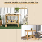 Outsunny Outdoor Bar Cart,Wood Rolling Home Bar & Serving Cart