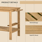Outsunny Outdoor Bar Cart,Wood Rolling Home Bar & Serving Cart