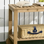 Outsunny Outdoor Bar Cart,Wood Rolling Home Bar & Serving Cart