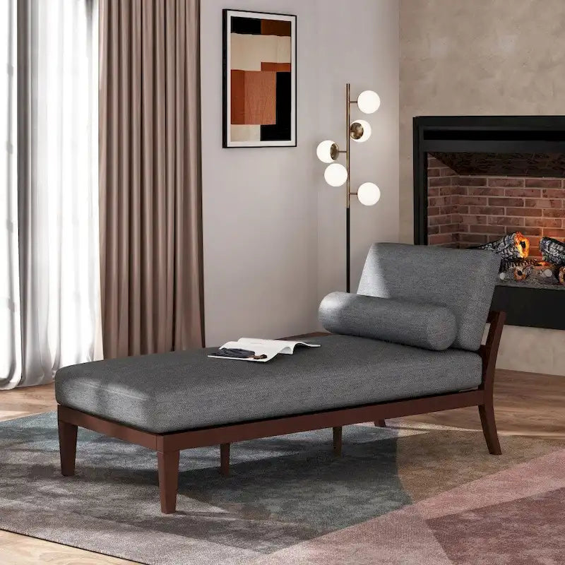 68.75 Charcoal Elegant Chaise Lounge, Recliner Chairs