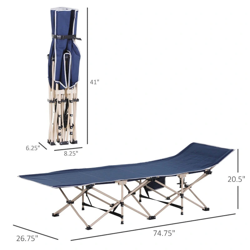 Folding Camping Cot for Adults with Carry Bag,Side Pocket,Outdoor Portable Sleeping Bed for Travel,Camp,Vacation