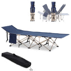 Folding Camping Cot for Adults with Carry Bag,Side Pocket,Outdoor Portable Sleeping Bed for Travel,Camp,Vacation