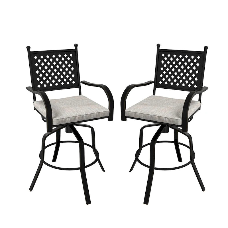 Outdoor Patio Beige Aluminum Swivel Bar Stools (Set of 2)