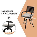 Outdoor Patio Beige Aluminum Swivel Bar Stools (Set of 2)