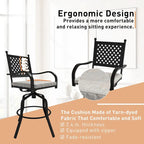 Outdoor Patio Beige Aluminum Swivel Bar Stools (Set of 2)