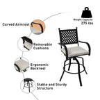Outdoor Patio Beige Aluminum Swivel Bar Stools (Set of 2)