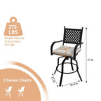 Outdoor Patio Beige Aluminum Swivel Bar Stools (Set of 2)