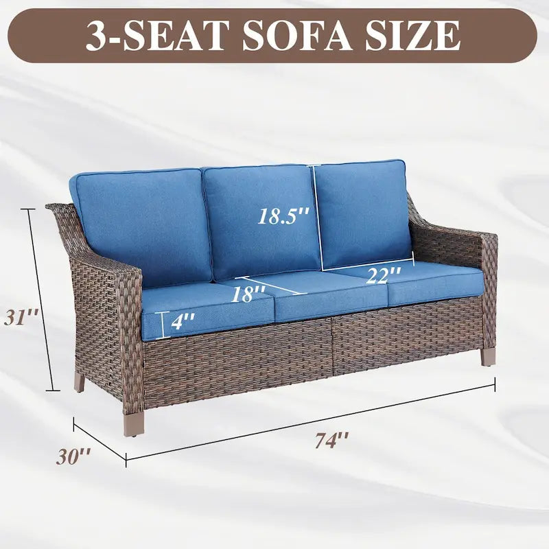 Outdoor Patio Furniture Set for Porch Garden - Brown