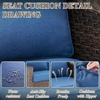 Outdoor Patio Furniture Set for Porch Garden - Brown