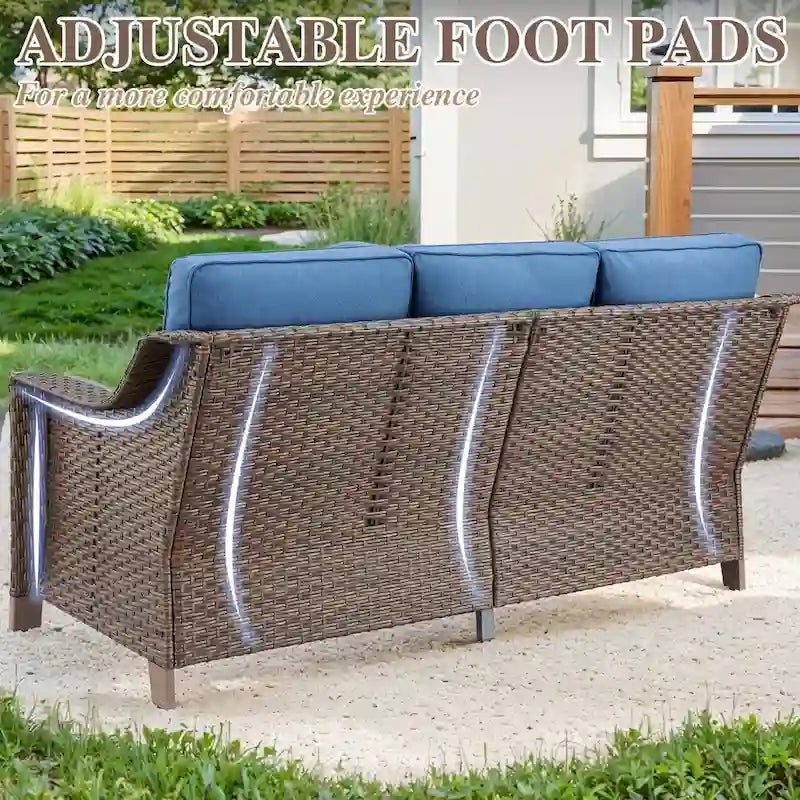 Outdoor Patio Furniture Set for Porch Garden - Brown
