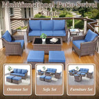 Outdoor Patio Furniture Set for Porch Garden - Brown