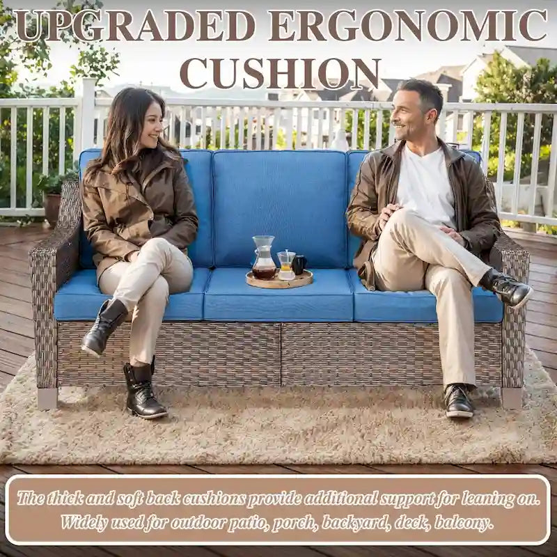 Outdoor Patio Furniture Set for Porch Garden - Brown
