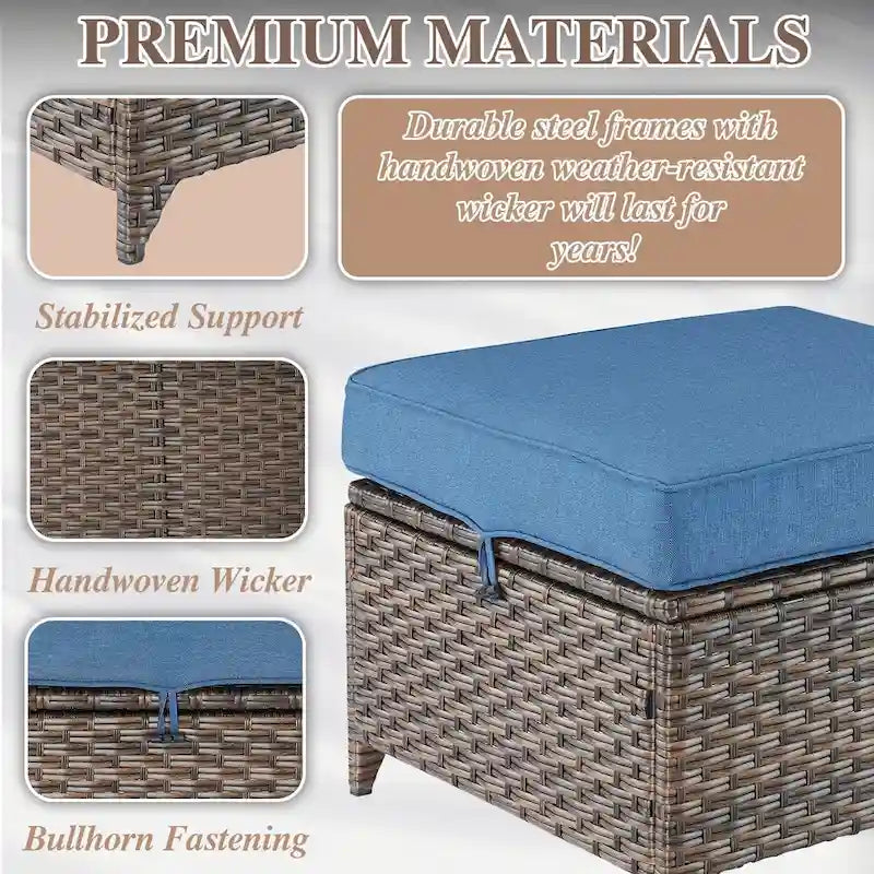 Outdoor Patio Furniture Set for Porch Garden - Brown