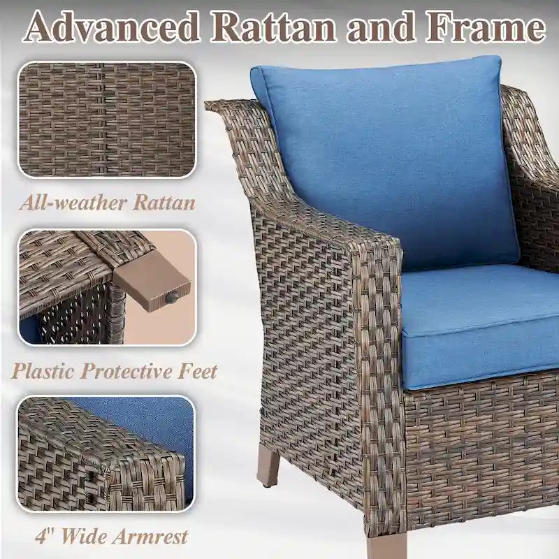 Outdoor Patio Furniture Set for Porch Garden - Brown