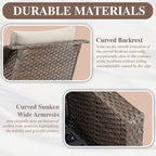 3 Pieces Wicker Swivel Rocking Chairs with Side Table - Brown
