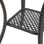 3 Pieces Wicker Swivel Rocking Chairs with Side Table - Brown