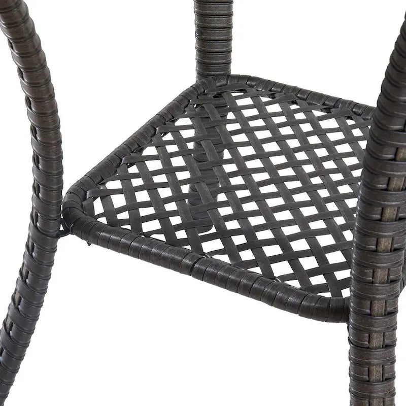3 Pieces Wicker Swivel Rocking Chairs with Side Table - Brown