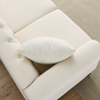 Velvet Chesterfield Sofa with Rolled Arms & Nailhead Trim – Grey / Beige, Button-Tufted, Seats 3