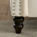 Velvet Chesterfield Sofa with Rolled Arms & Nailhead Trim – Grey / Beige, Button-Tufted, Seats 3