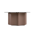 Round Coffee Table with Mirrored Glass Top – Black & Wine Red, Pedestal Base, Modern Style