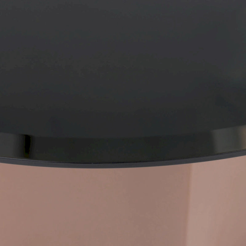 Round Coffee Table with Mirrored Glass Top – Black & Wine Red, Pedestal Base, Modern Style