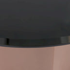 Round Coffee Table with Mirrored Glass Top – Black & Wine Red, Pedestal Base, Modern Style