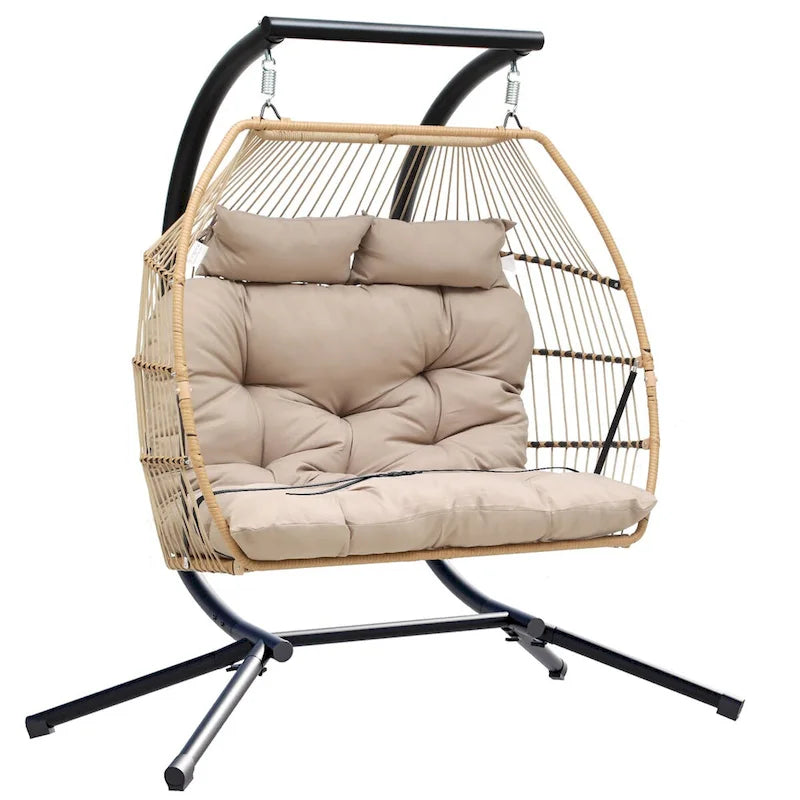 2 Person Indoor Outdoor Hammock Swing Egg Chair with Stand