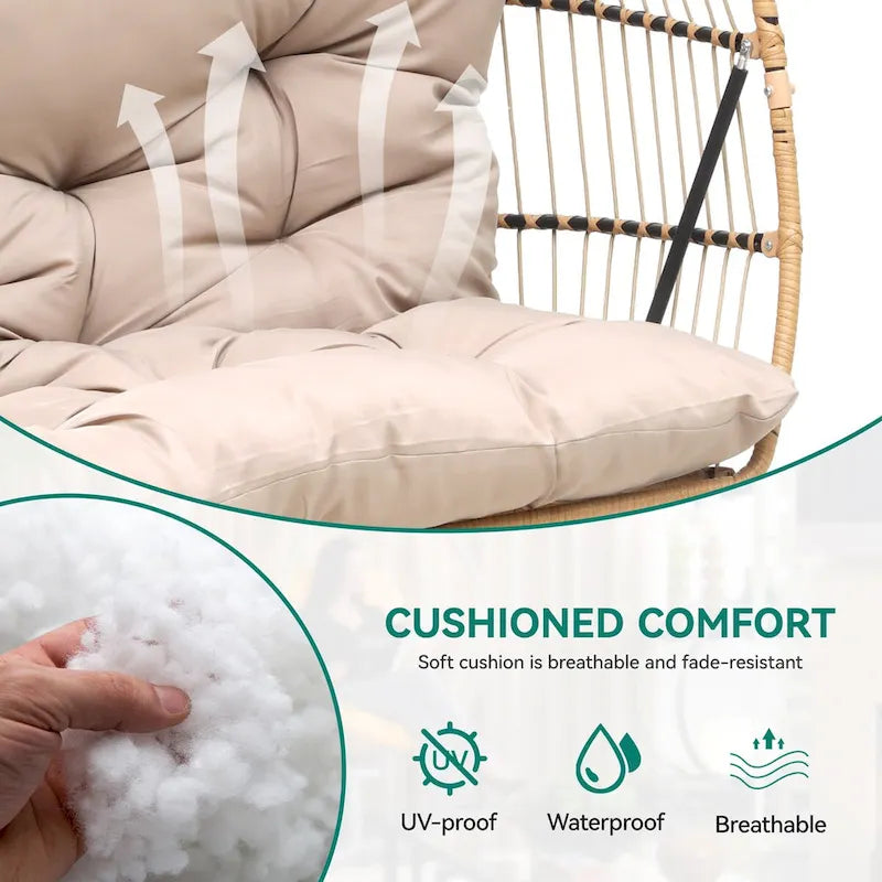2 Person Indoor Outdoor Hammock Swing Egg Chair with Stand