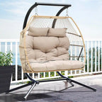 2 Person Indoor Outdoor Hammock Swing Egg Chair with Stand