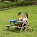 Picnic Play Table, Sandbox Table with Umbrella Hole and 2 Play Boxes.