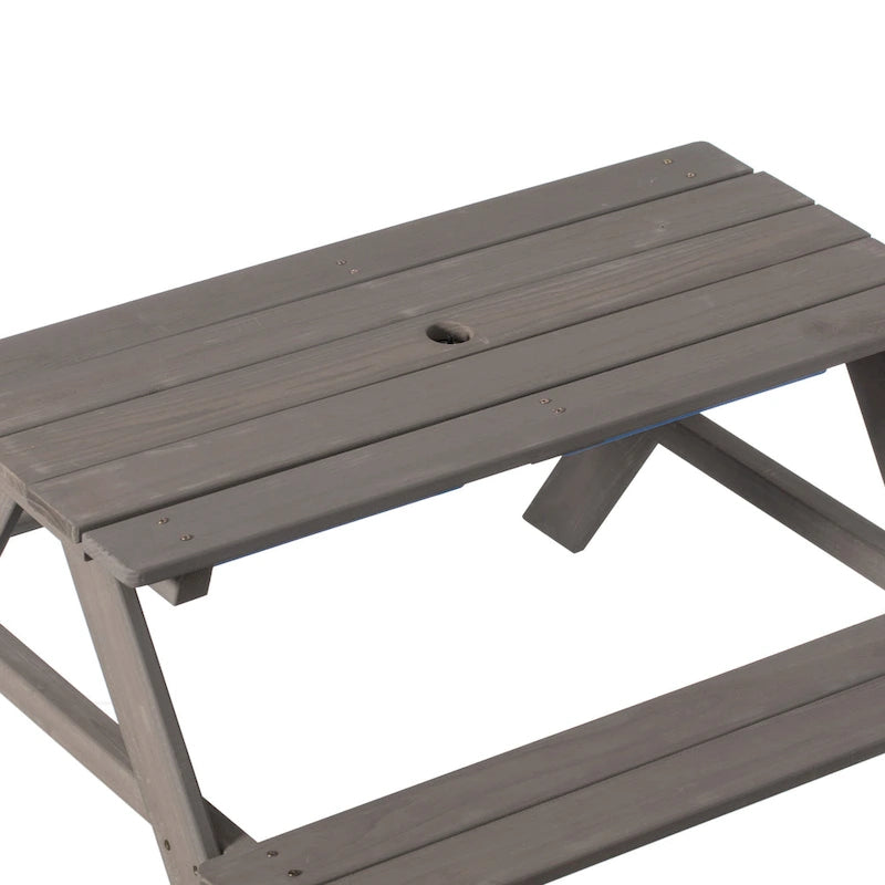 Picnic Play Table, Sandbox Table with Umbrella Hole and 2 Play Boxes.
