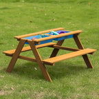 Picnic Play Table, Sandbox Table with Umbrella Hole and 2 Play Boxes.