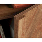 TV Credenza with Herringbone Doors & Adjustable Shelves – Mystic Oak / Sindoori Mango, Modern Style