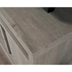 TV Credenza with Herringbone Doors & Adjustable Shelves – Mystic Oak / Sindoori Mango, Modern Style