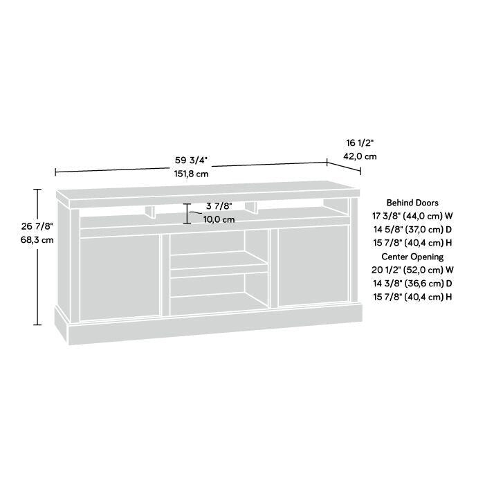 TV Credenza with Herringbone Doors & Adjustable Shelves – Mystic Oak / Sindoori Mango, Modern Style