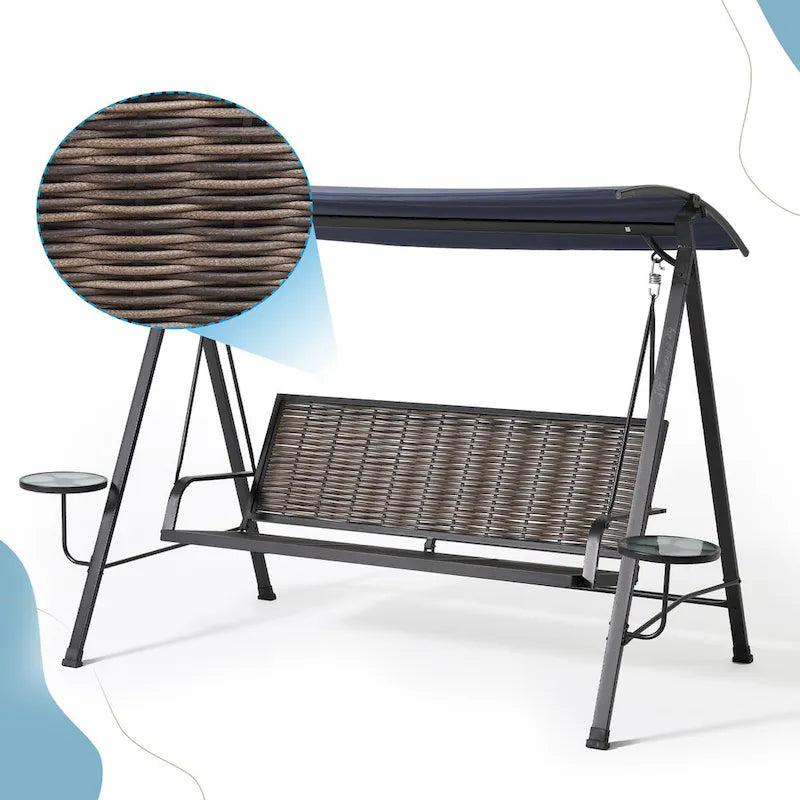 Steel 3-Seater Swing Porch Swing with Canopy