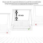 Outdoor Patio 2-Person Wicker Hanging Rattan Porch Swing with Chains, Cushion, and Pillow - 50 x 20 in.