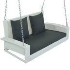 Outdoor Patio 2-Person Wicker Hanging Rattan Porch Swing with Chains, Cushion, and Pillow - 50 x 20 in.