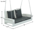 Outdoor Patio 2-Person Wicker Hanging Rattan Porch Swing with Chains, Cushion, and Pillow - 50 x 20 in.