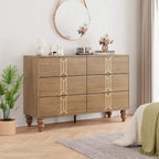 6-Drawer Dresser with Wood Legs – Oak & Gold / Black & White, Vintage Style