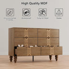 6-Drawer Dresser with Wood Legs – Oak & Gold / Black & White, Vintage Style