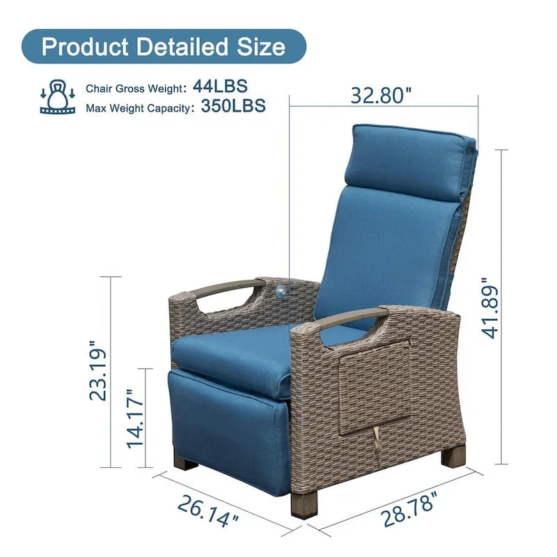 Reclining Lounge Chair for Indoor and Outdoor Set of 1
