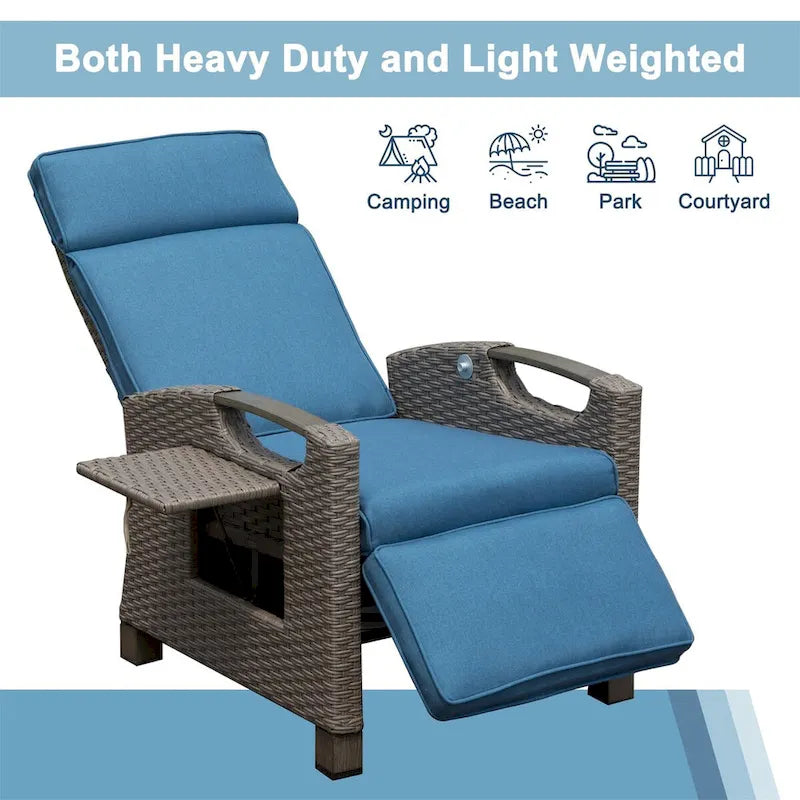 Reclining Lounge Chair for Indoor and Outdoor Set of 1